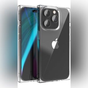 ANHONG Clear Square Case for iPhone 15 Pro Max [Anti-Yellowing], Hard PC Soft